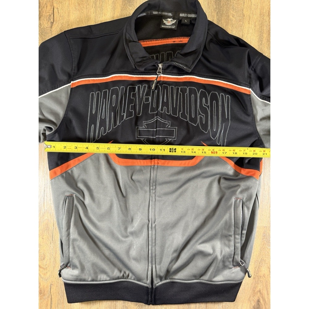 Harley-Davidson Zip Up Track Jacket Mens Large Black Orange Embroidered Logo - Picture 7 of 9